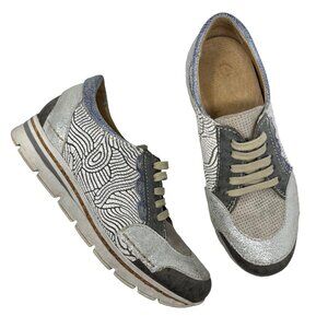 Charme Routard Leather Sneakers Size 36 Lace-up Blue Silver Made in Italy